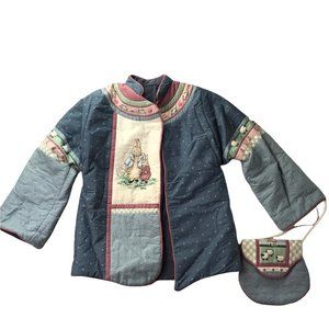 Homemade Custom Coat, Easter Holiday Sheep Blue Pink Size Girl's S w/ Matching